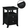 image:imageConvenience Concepts Melbourne End Table with Charging Station 1575  Modern Living Room Side Table with 2 Drawers USB Ports and Power Outlet Nightstand with Storage Shelf Black