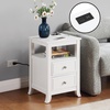 image:imageConvenience Concepts Melbourne End Table with Charging Station 1575  Modern Living Room Side Table with 2 Drawers USB Ports and Power Outlet Nightstand with Storage Shelf WhiteWhite