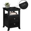 image:imageConvenience Concepts Melbourne End Table with Charging Station 1575  Modern Living Room Side Table with 2 Drawers USB Ports and Power Outlet Nightstand with Storage Shelf Black