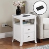 image:imageConvenience Concepts Melbourne End Table with Charging Station 1575  Modern Living Room Side Table with 2 Drawers USB Ports and Power Outlet Nightstand with Storage Shelf WhiteWhite