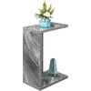 image:imageConvenience Concepts Northfield Admiral C Shaped End Table 18  Contemporary Modern C Shaped Side Table Minimalist Couch Sliding End Table for Living Room WhiteGray Faux Marble