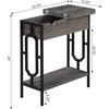 image:imageConvenience Concepts Omega Flip Top End Table with Charging Station BlackBlackWeathered Gray  Black