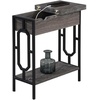 image:imageConvenience Concepts Omega Flip Top End Table with Charging Station BlackBlackWeathered Gray  Black