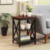 image:imageConvenience Concepts Oxford End Table 1575  Modern Living Room Table with Storage Shelves Transitional Nightstand Side Table for Home Decor and Display DriftwoodWhiteCherryBlack