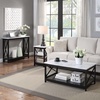 image:imageConvenience Concepts Oxford End Table 1575  Modern Living Room Table with Storage Shelves Transitional Nightstand Side Table for Home Decor and Display DriftwoodWhiteWhite Faux MarbleBlack