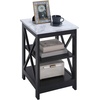 image:imageConvenience Concepts Oxford End Table 1575  Modern Living Room Table with Storage Shelves Transitional Nightstand Side Table for Home Decor and Display DriftwoodWhiteWhite Faux MarbleBlack