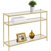 image:imageConvenience Concepts Royal Crest Glass Console Hall Table 42  3 Tier Modern Contemporary Narrow Display Accent with Storage Shelves for Living Room Entryway Hallway amp Bedroom ChromeClear Glass  Gold