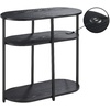 image:imageConvenience Concepts Simon Chairside End Table with USB Ports 2375  3Tier Oval Side Table for Family Room Modern Shelves for Display in Living Room with Charging Station Weathered Gray BlackBlack