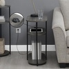 image:imageConvenience Concepts Simon Chairside End Table with USB Ports 2375  3Tier Oval Side Table for Family Room Modern Shelves for Display in Living Room with Charging Station Weathered Gray BlackWeathered GrayBlack