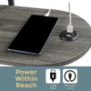 image:imageConvenience Concepts Simon Chairside End Table with USB Ports 2375  3Tier Oval Side Table for Family Room Modern Shelves for Display in Living Room with Charging Station Weathered Gray BlackWeathered GrayBlack