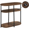 image:imageConvenience Concepts Simon Chairside End Table with USB Ports 2375  3Tier Oval Side Table for Family Room Modern Shelves for Display in Living Room with Charging Station Weathered Gray BlackBarnwoodBlack