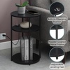 image:imageConvenience Concepts Simon End Table with USB Ports 1575  Modern 3Tier Round Side Table with Storage Shelves for Family Room Industrial Style Table with Charging Station BarnwoodBlackBlackBlack