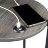 image:imageConvenience Concepts Simon End Table with USB Ports 1575  Modern 3Tier Round Side Table with Storage Shelves for Family Room Industrial Style Table with Charging Station BarnwoodBlackWeathered GrayBlack
