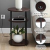 image:imageConvenience Concepts Simon End Table with USB Ports 1575  Modern 3Tier Round Side Table with Storage Shelves for Family Room Industrial Style Table with Charging Station BarnwoodBlackBlack