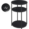 image:imageConvenience Concepts Simon End Table with USB Ports 1575  Modern 3Tier Round Side Table with Storage Shelves for Family Room Industrial Style Table with Charging Station BarnwoodBlackBlackBlack