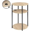 image:imageConvenience Concepts Simon End Table with USB Ports 1575  Modern 3Tier Round Side Table with Storage Shelves for Family Room Industrial Style Table with Charging Station BarnwoodBlackWhite Faux Marble