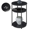 image:imageConvenience Concepts Simon End Table with USB Ports 1575  Modern 3Tier Round Side Table with Storage Shelves for Family Room Industrial Style Table with Charging Station BarnwoodBlackBlackBlack