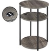 image:imageConvenience Concepts Simon End Table with USB Ports 1575  Modern 3Tier Round Side Table with Storage Shelves for Family Room Industrial Style Table with Charging Station BarnwoodBlackWeathered GrayBlack