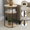 image:imageConvenience Concepts Simon End Table with USB Ports 1575  Modern 3Tier Round Side Table with Storage Shelves for Family Room Industrial Style Table with Charging Station BarnwoodBlackWhite Faux Marble