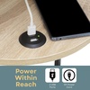 image:imageConvenience Concepts Simon End Table with USB Ports 1575  Modern 3Tier Round Side Table with Storage Shelves for Family Room Industrial Style Table with Charging Station BarnwoodBlackWhite Faux Marble