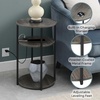 image:imageConvenience Concepts Simon End Table with USB Ports 1575  Modern 3Tier Round Side Table with Storage Shelves for Family Room Industrial Style Table with Charging Station BarnwoodBlackWeathered GrayBlack