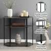 image:imageConvenience Concepts Simon Oval Hall Table 2375  3Tier Oval Entryway Table for Family Room Modern Storage Shelves for Display in Living Room Barnwood BlackWeathered GrayBlack