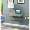 image:imageConvenience Concepts SoHo 1 Drawer Glass 36 inch Desk White Faux MarbleGlassFaux BirchGlass