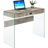 image:imageConvenience Concepts SoHo 1 Drawer Glass 36 inch Desk White Faux MarbleGlassFaux BirchGlass