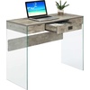 image:imageConvenience Concepts SoHo 1 Drawer Glass 36 inch Desk White Faux MarbleGlassFaux BirchGlass