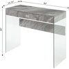 image:imageConvenience Concepts SoHo 1 Drawer Glass 36 inch Desk White Faux MarbleGlassGray Faux MarbleGlass