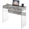 image:imageConvenience Concepts SoHo 1 Drawer Glass 36 inch Desk White Faux MarbleGlassGray Faux MarbleGlass