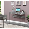 image:imageConvenience Concepts SoHo 1 Drawer Glass 36 inch Desk White Faux MarbleGlassGray Faux MarbleGlass