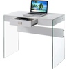 image:imageConvenience Concepts SoHo 1 Drawer Glass 36 inch Desk White Faux MarbleGlassWhite