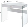 image:imageConvenience Concepts SoHo 1 Drawer Glass 36 inch Desk White Faux MarbleGlassWhite