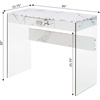 image:imageConvenience Concepts SoHo 1 Drawer Glass 36 inch Desk White Faux MarbleGlassWhite Faux MarbleGlass