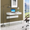 image:imageConvenience Concepts SoHo 1 Drawer Glass 36 inch Desk White Faux MarbleGlassWhite Faux MarbleGlass