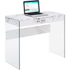 image:imageConvenience Concepts SoHo 1 Drawer Glass 36 inch Desk White Faux MarbleGlassWhite Faux MarbleGlass