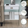 image:imageConvenience Concepts SoHo 1 Drawer Glass End Table 18  2 Tier Modern Contemporary Square Side Accent with Storage Shelf for Living or Family Room WhiteWhite