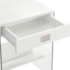 image:imageConvenience Concepts SoHo 1 Drawer Glass End Table 18  2 Tier Modern Contemporary Square Side Accent with Storage Shelf for Living or Family Room WhiteWhite