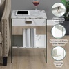 image:imageConvenience Concepts SoHo 1 Drawer Glass End Table 18  2 Tier Modern Contemporary Square Side Accent with Storage Shelf for Living or Family Room WhiteWhite Faux Marble