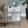 image:imageConvenience Concepts SoHo 1 Drawer Glass End Table 18  2 Tier Modern Contemporary Square Side Accent with Storage Shelf for Living or Family Room WhiteWhite
