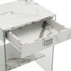 image:imageConvenience Concepts SoHo 1 Drawer Glass End Table 18  2 Tier Modern Contemporary Square Side Accent with Storage Shelf for Living or Family Room WhiteWhite Faux Marble