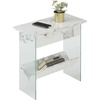 image:imageConvenience Concepts SoHo Flip Top End Table with Charging Station White Faux MarbleWhite Faux Marble
