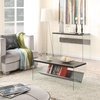 image:imageConvenience Concepts SoHo Glass Coffee Table 40  Modern Living Room Table with Storage Shelf Contemporary Coffee Table for Family Room Weathered WhiteWeathered Gray