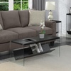 image:imageConvenience Concepts SoHo Glass Coffee Table 40  Modern Living Room Table with Storage Shelf Contemporary Coffee Table for Family Room Weathered WhiteBlackGlass