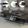 image:imageConvenience Concepts SoHo Glass Coffee Table 40  Modern Living Room Table with Storage Shelf Contemporary Coffee Table for Family Room Weathered WhiteBlackGlass