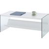 image:imageConvenience Concepts SoHo Glass Coffee Table 40  Modern Living Room Table with Storage Shelf Contemporary Coffee Table for Family Room Weathered WhiteWhite