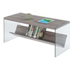 image:imageConvenience Concepts SoHo Glass Coffee Table 40  Modern Living Room Table with Storage Shelf Contemporary Coffee Table for Family Room Weathered WhiteSandstoneGlass