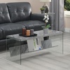 image:imageConvenience Concepts SoHo Glass Coffee Table 40  Modern Living Room Table with Storage Shelf Contemporary Coffee Table for Family Room Weathered WhiteGray Faux MarbleGlass