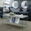image:imageConvenience Concepts SoHo Glass Coffee Table 40  Modern Living Room Table with Storage Shelf Contemporary Coffee Table for Family Room Weathered WhiteFaux Birch  Glass